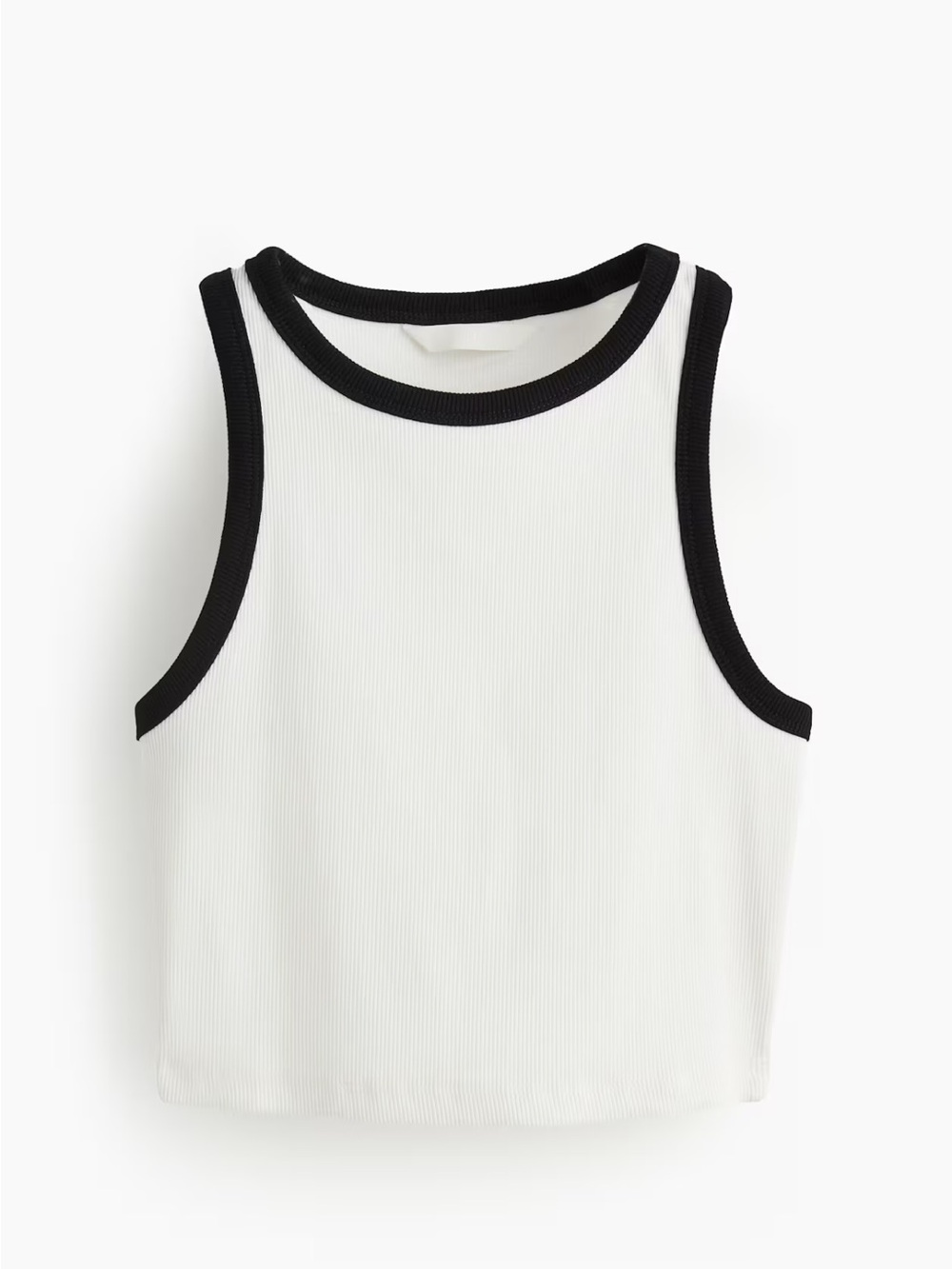 H&M Contrast-Trim Ribbed Tank Top - White/Black NWT Medium